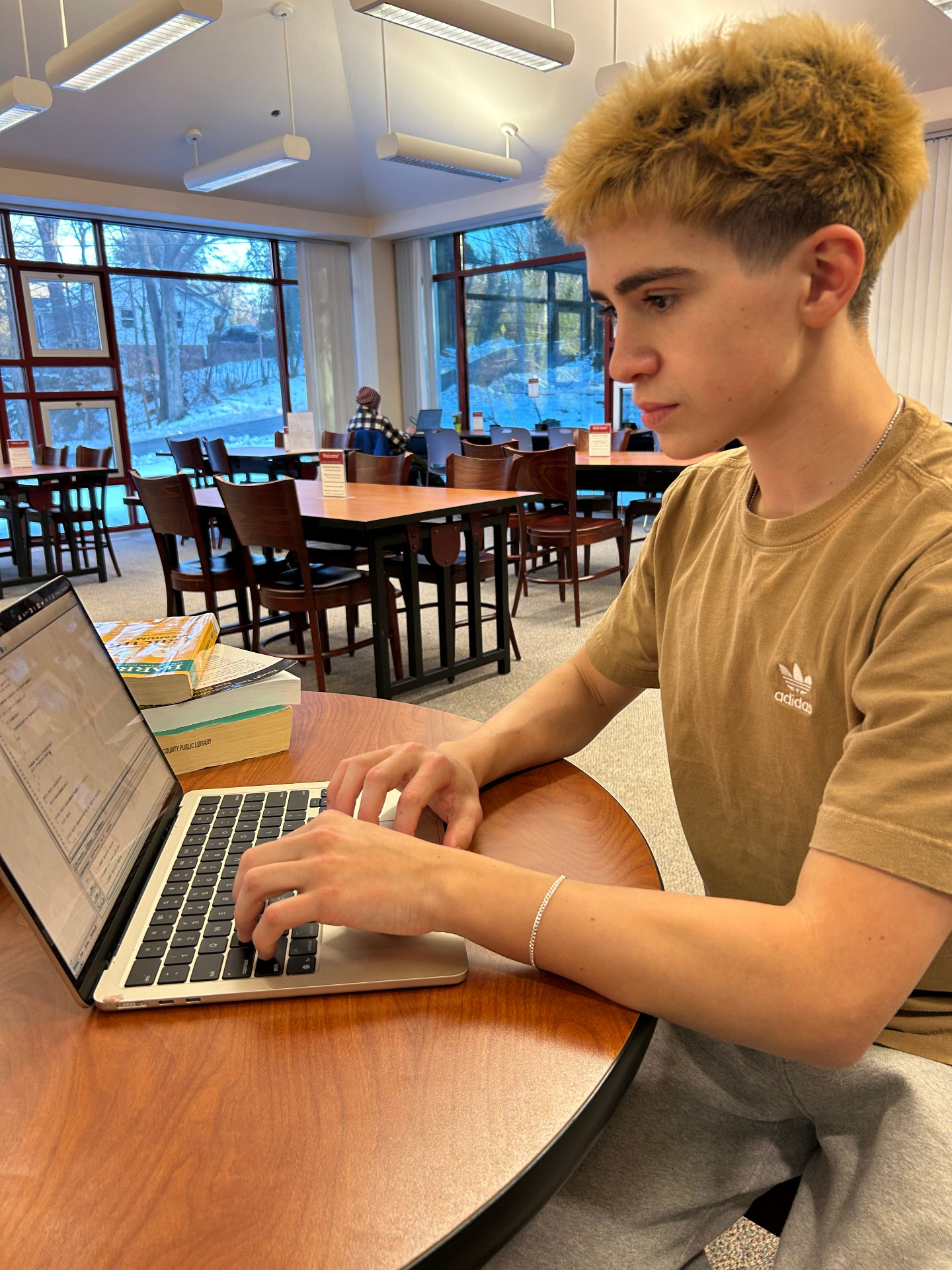 Tutor working at library